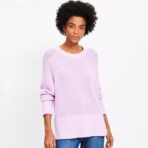 LOFT Ribbed Crewneck Tunic Sweater in Lilac